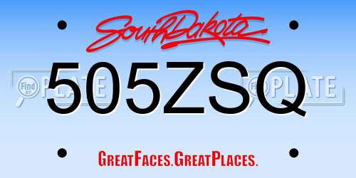 505ZSQ South Dakota License Plate