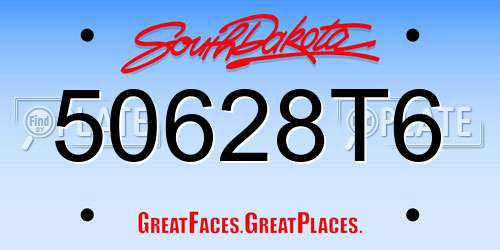 50628T6 South Dakota License Plate