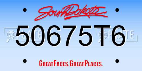 50675T6 South Dakota License Plate