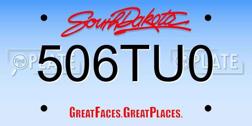 506TU0 South Dakota License Plate