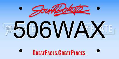 506WAX South Dakota License Plate