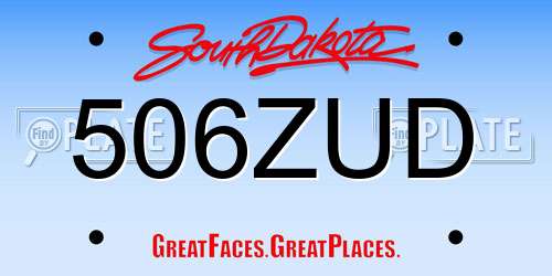 506ZUD South Dakota License Plate