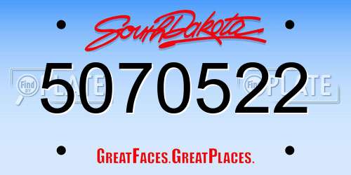 5070522 South Dakota License Plate