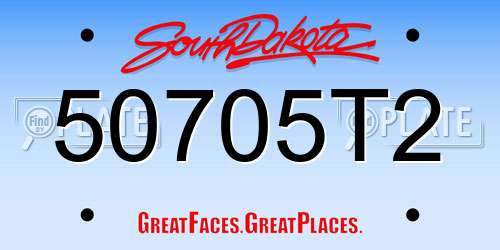 50705T2 South Dakota License Plate
