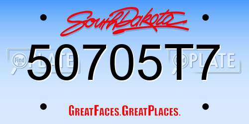 50705T7 South Dakota License Plate