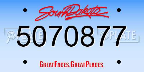 5070877 South Dakota License Plate