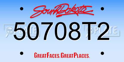 50708T2 South Dakota License Plate