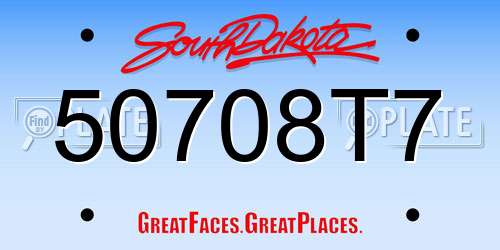 50708T7 South Dakota License Plate