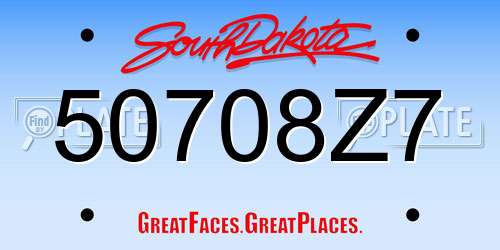 50708Z7 South Dakota License Plate