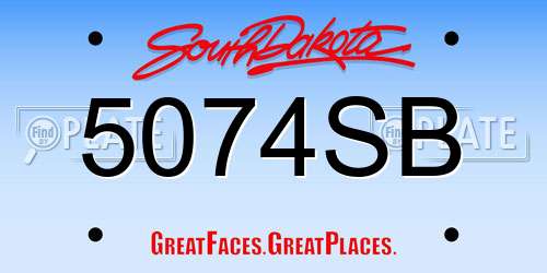 5074SB South Dakota License Plate