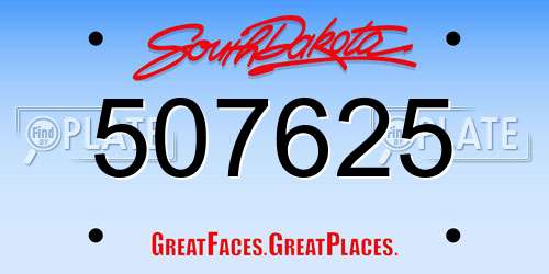 507625 South Dakota License Plate