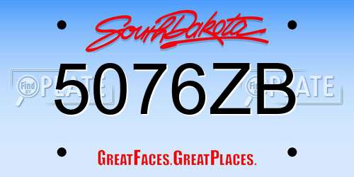 5076ZB South Dakota License Plate