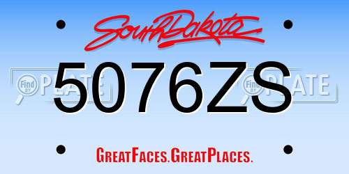 5076ZS South Dakota License Plate