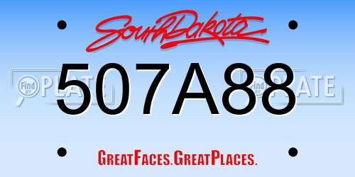 507A88 South Dakota License Plate