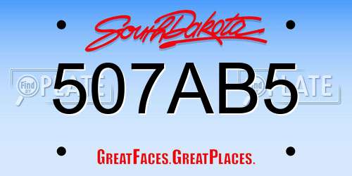 507AB5 South Dakota License Plate