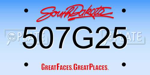 507G25 South Dakota License Plate