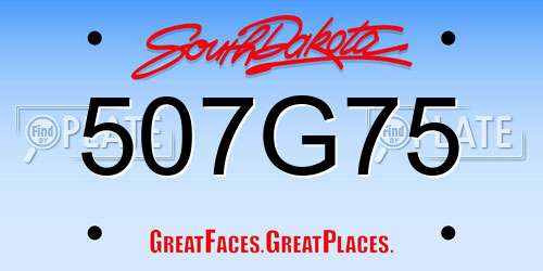 507G75 South Dakota License Plate