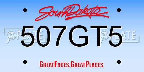 507GT5 South Dakota License Plate