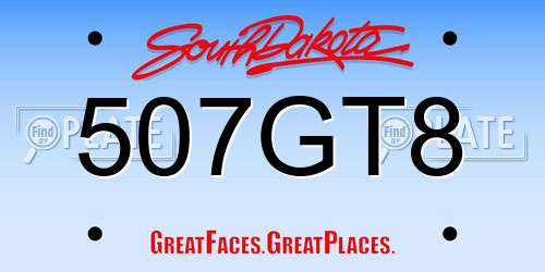 507GT8 South Dakota License Plate