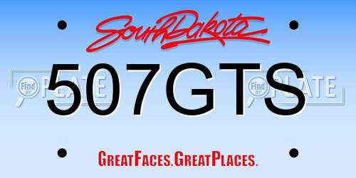 507GTS South Dakota License Plate