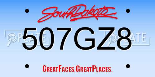 507GZ8 South Dakota License Plate