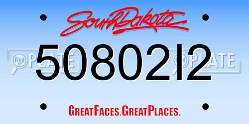 50802I2 South Dakota License Plate