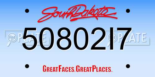 50802I7 South Dakota License Plate