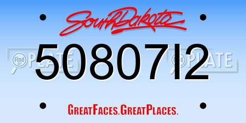 50807I2 South Dakota License Plate