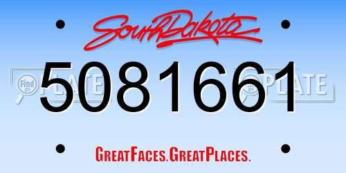 5081661 South Dakota License Plate