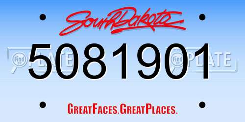 5081901 South Dakota License Plate
