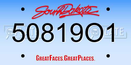 50819O1 South Dakota License Plate