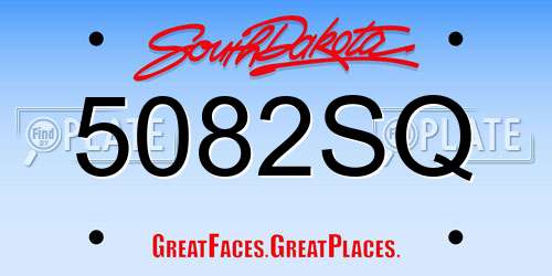 5082SQ South Dakota License Plate