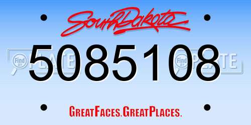 5085108 South Dakota License Plate