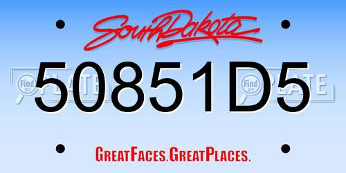50851D5 South Dakota License Plate