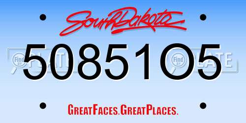50851O5 South Dakota License Plate