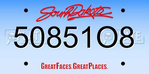 50851O8 South Dakota License Plate