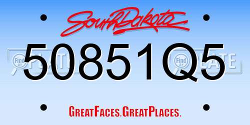 50851Q5 South Dakota License Plate