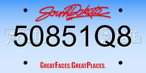 50851Q8 South Dakota License Plate