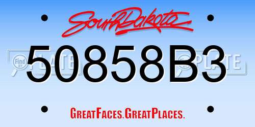 50858B3 South Dakota License Plate