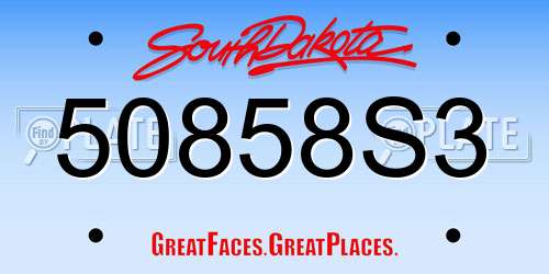 50858S3 South Dakota License Plate