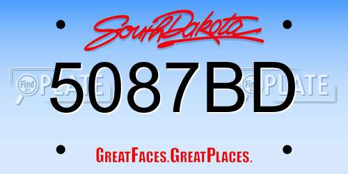 5087BD South Dakota License Plate