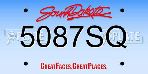 5087SQ South Dakota License Plate