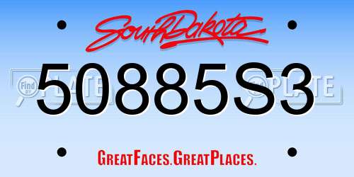 50885S3 South Dakota License Plate