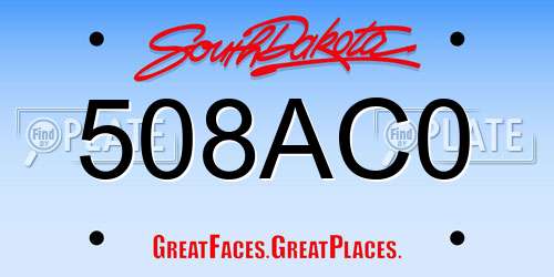 508AC0 South Dakota License Plate
