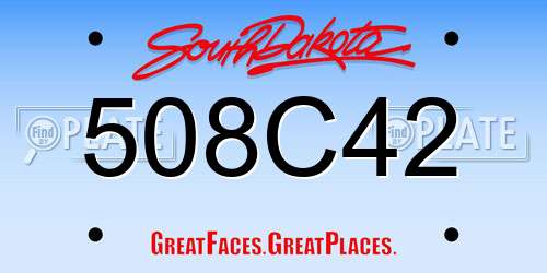 508C42 South Dakota License Plate