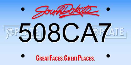 508CA7 South Dakota License Plate
