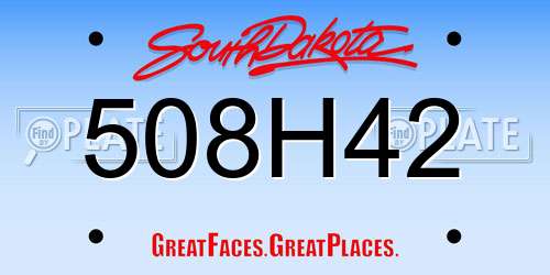 508H42 South Dakota License Plate