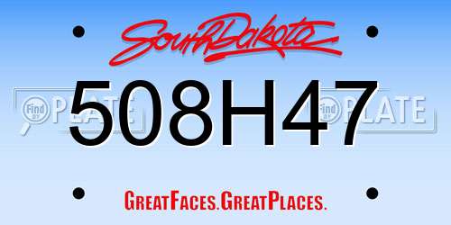 508H47 South Dakota License Plate