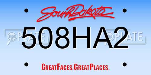 508HA2 South Dakota License Plate