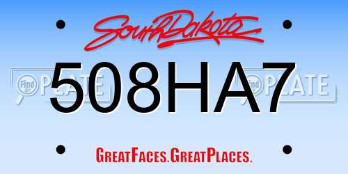508HA7 South Dakota License Plate